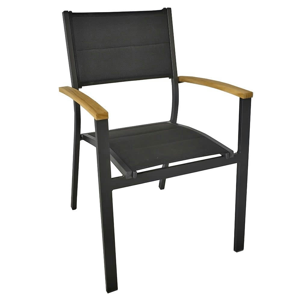 CASABLANCA - Fauteuil teck et alu noir