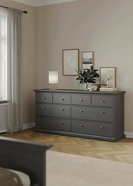 Commode Asiagela, Commode polyvalente, Commode de chambre, Meuble avec tiroirs, 183x49 h87 cm, Gris