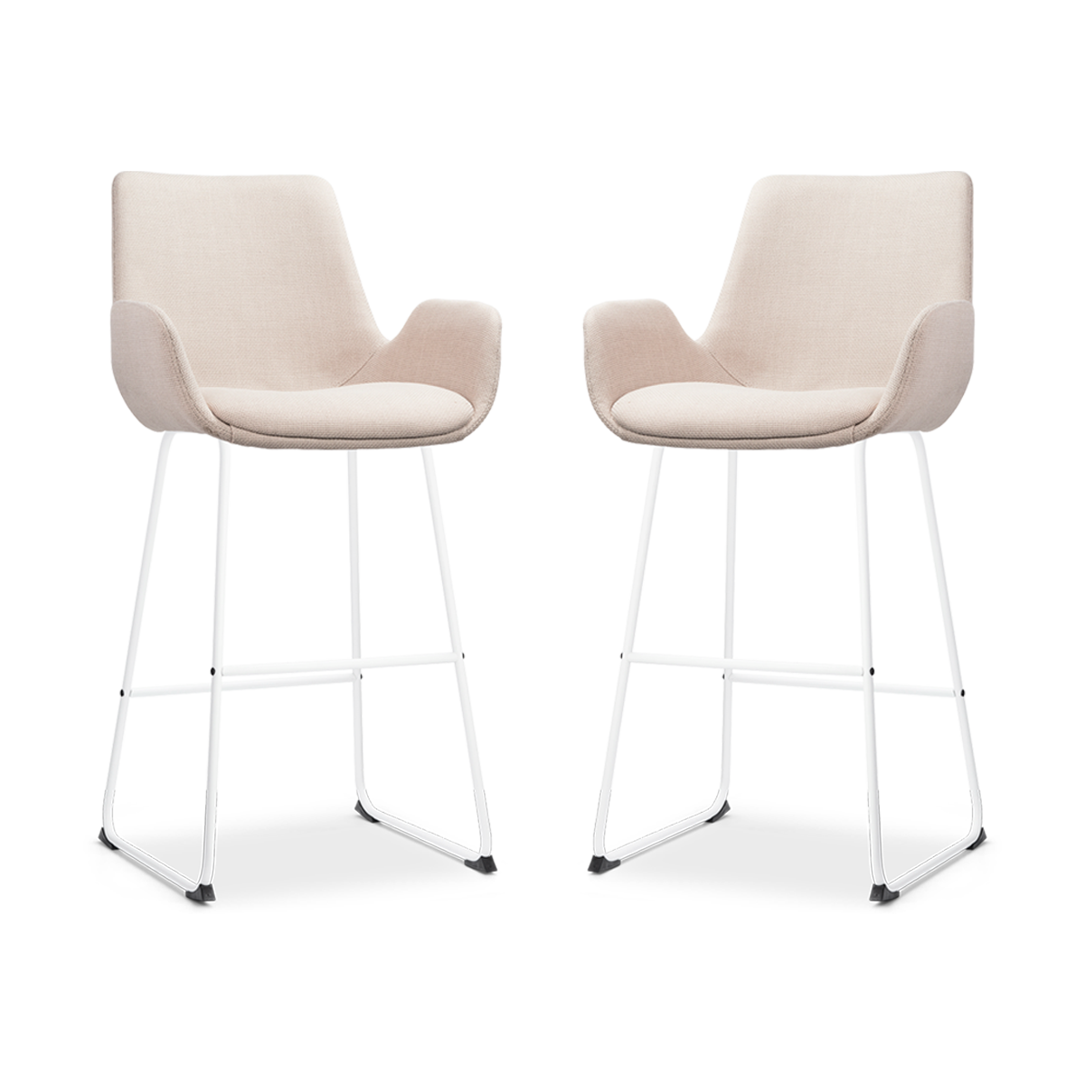 Nolon Nino-Eef Barkrukken Set van 2 - Beige - Wit - 75 cm