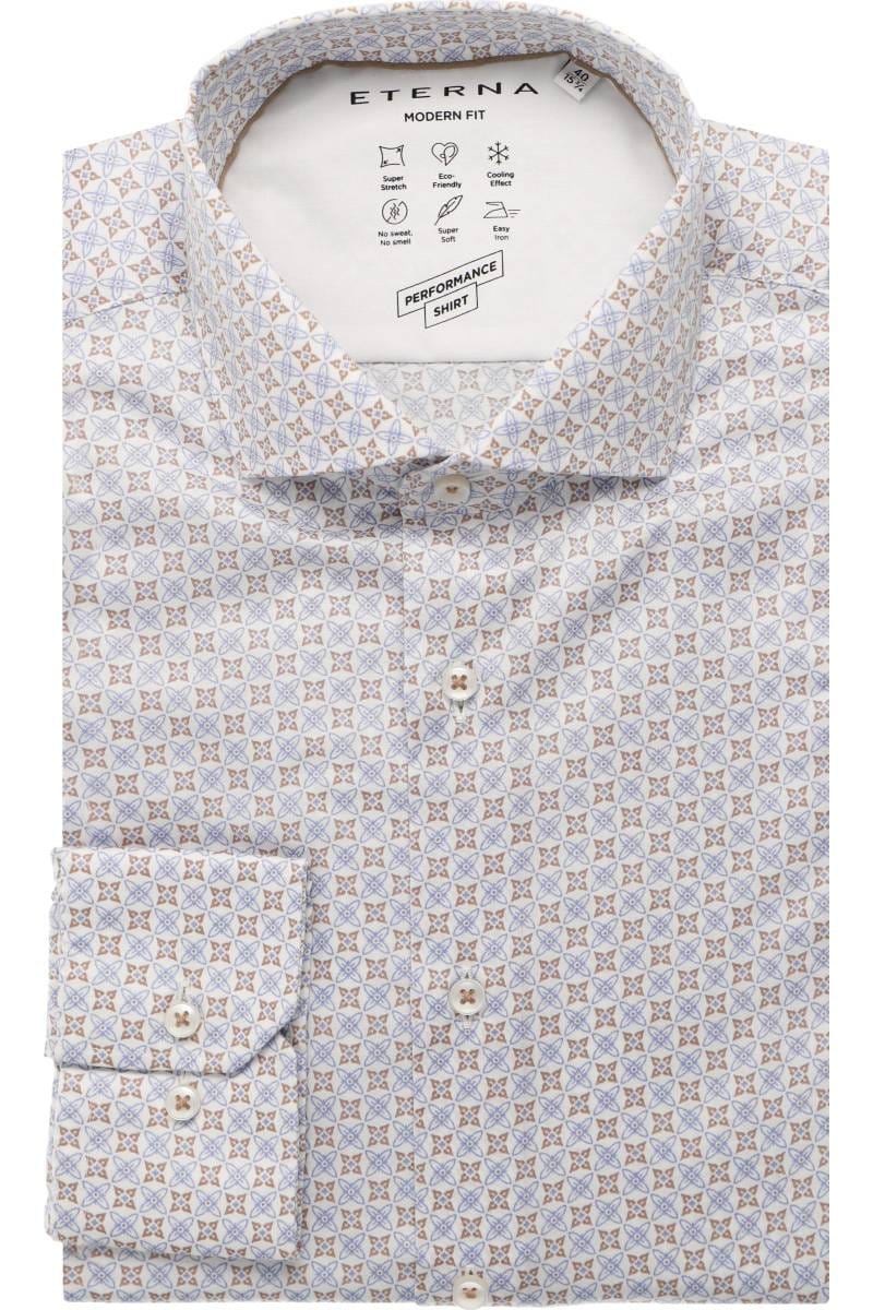 ETERNA Performance Modern Fit Tencel Hemd blau, Bedruckt