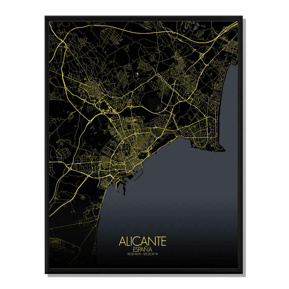 - Affiche Alicante Carte Nuit 40x50
