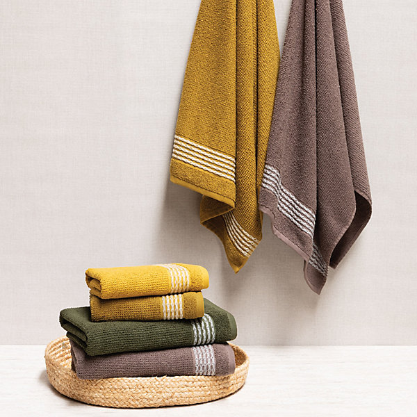 Parure de bain 7 pièces INTENSE à bordures blanches couleur marron