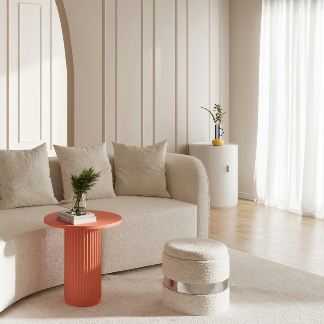 PIVOINE - Table d'appoint ronde cannelée