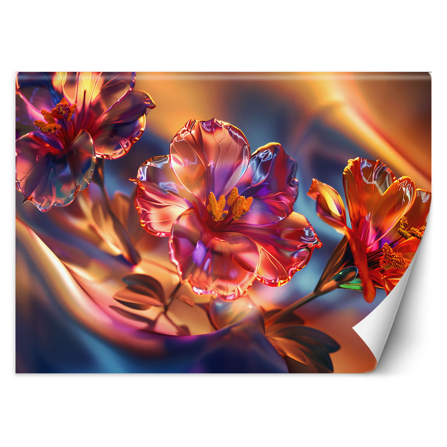 Feeby Fototapeta, Błyszczące szklane kwiaty 150x105