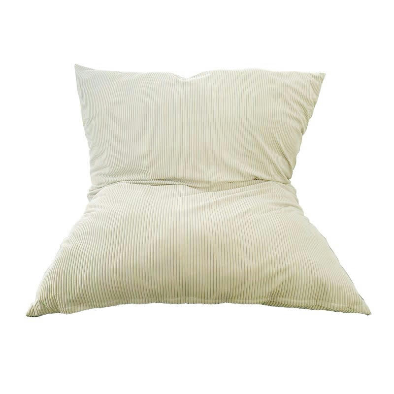 - Pouf Velours Côtelé Blanc cassé 180 x 140 cm