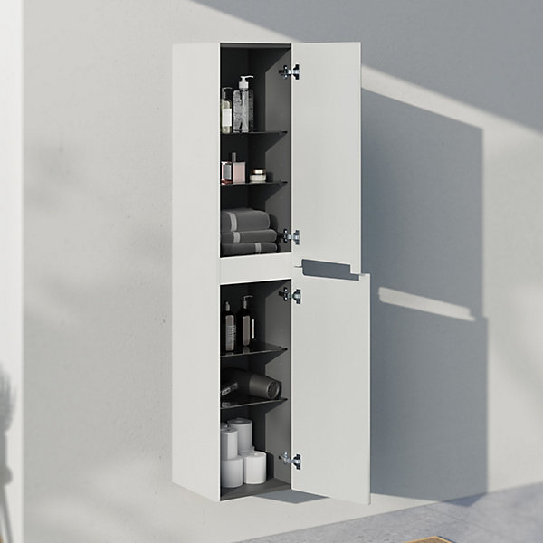 Armoire suspendue Colonne de rangement 35x170x35cm (LxHxP) Blanc mat porte soft-close, Garantie 5 ans -VIREO