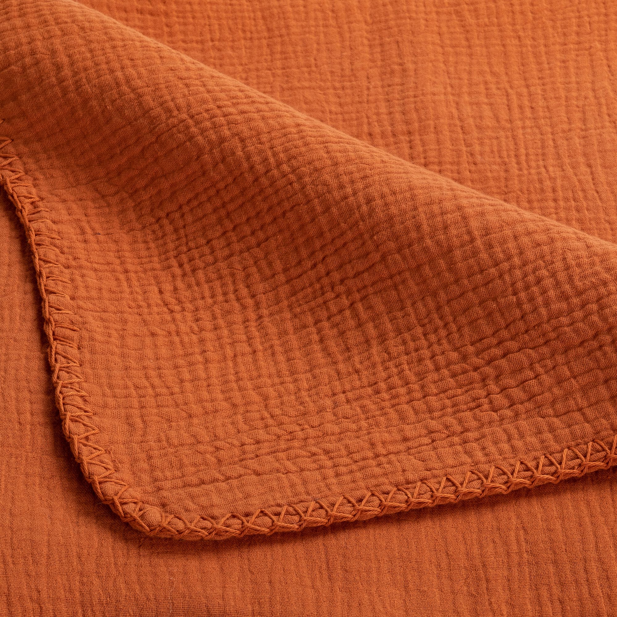TESSALY - Couvre-lit en gaze de coton 180x230cm - brun rustrel