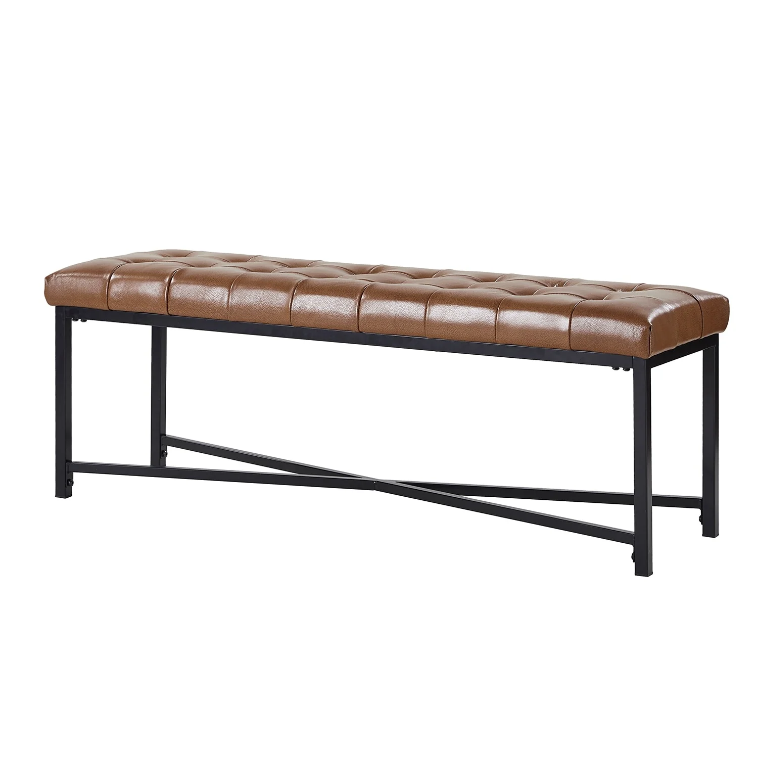 Eberhard Modern 50.5 Genuine Leather Upholstered Bench with Metal Legs by HULALA HOME