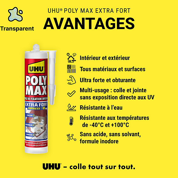Colle mastic extra forte express UHU invisible 300g