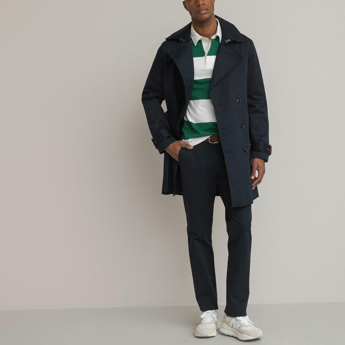 Polo rayé en coton, manches longues