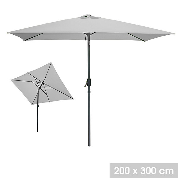 Parasol inclinable rectangulaire gris clair 200x300x250 cmToile polyester résistante aux UV