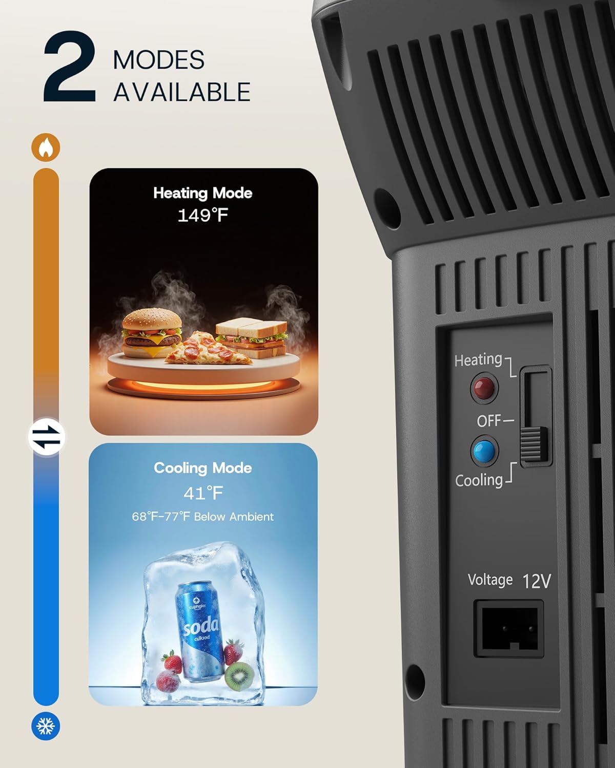 Upstreman Electric Cooler & Warmer 10QT(9L) Capacity, Thermoelectric Car Fridge with Shoulder Strap, Plug In 12V DC Portable Car Food Warmer and Cooler for Travel, Camping, Picnic-AR09