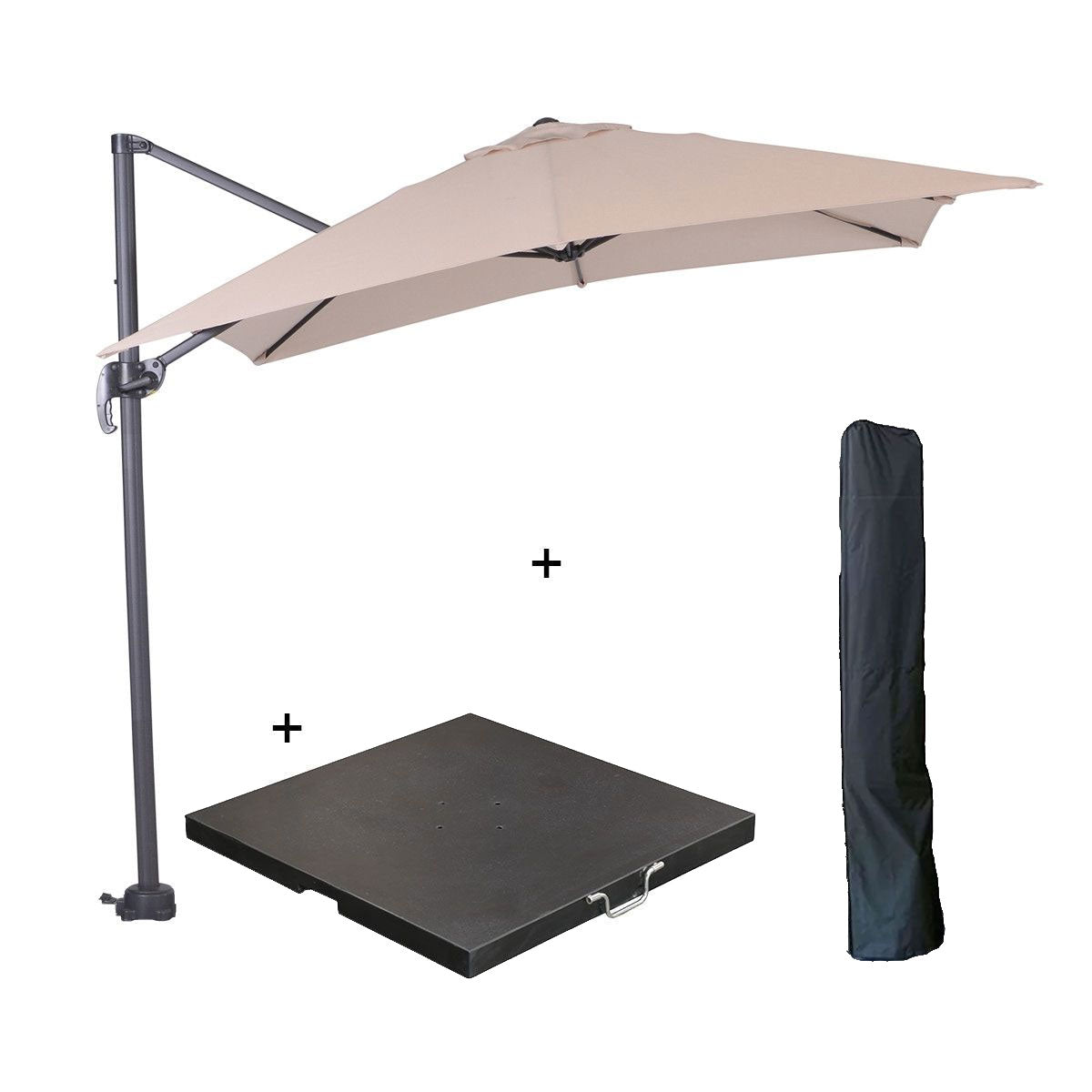 Garden Impressions zweefparasol Hawaii S ecru 250x250 cm incl 60 kg voet en hoes