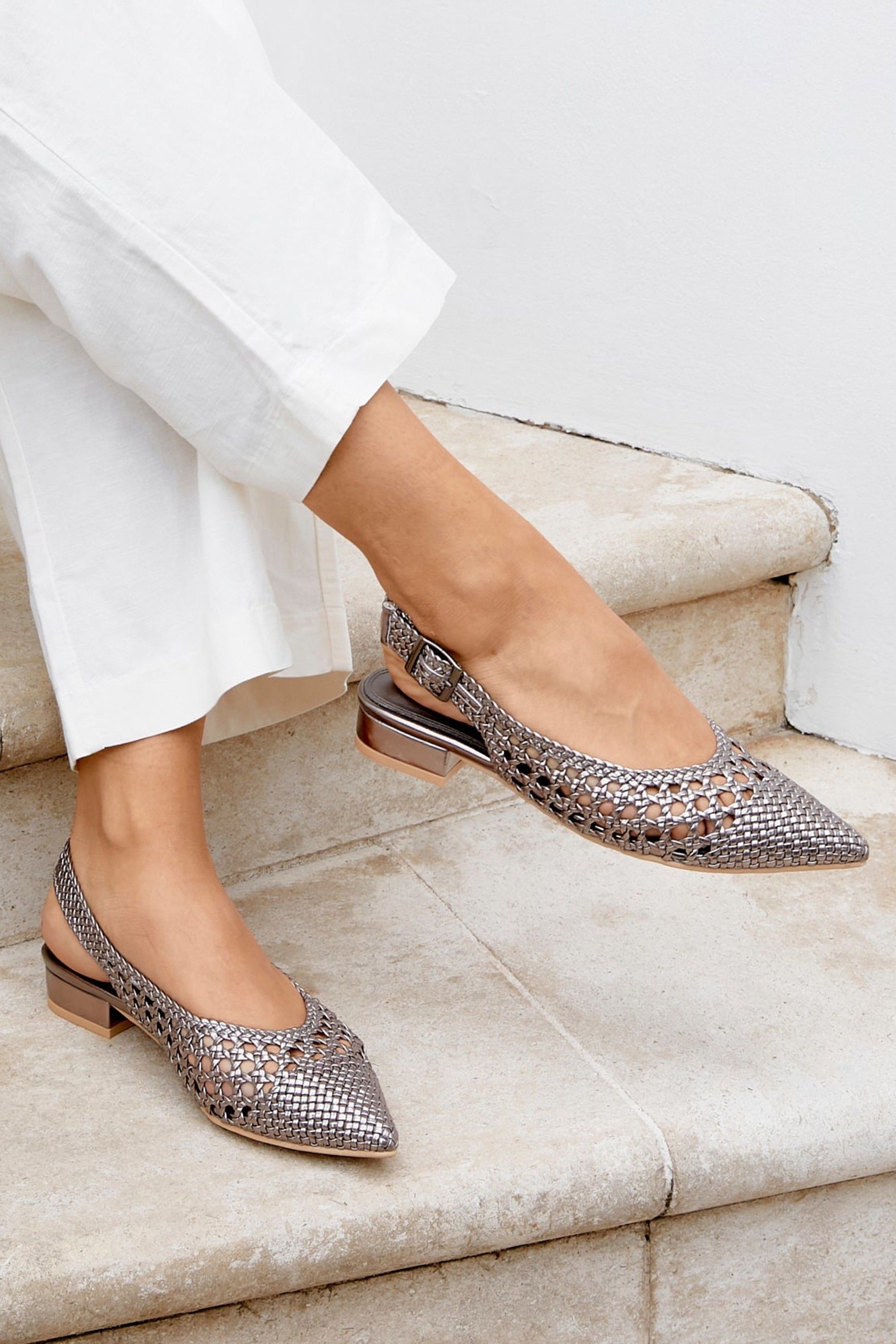 Linzi Carolina Pewter Faux Leather Ballet Flats