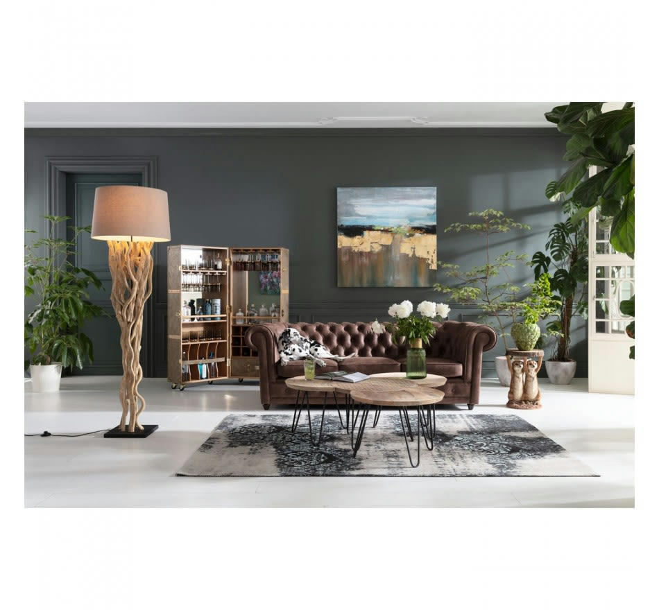 KELIM - Tapis en coton bleu, noir et gris 240x170