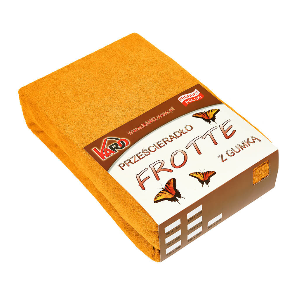 Prześcieradło frotte z gumką 120x200 pomarańczowe 050 KARO