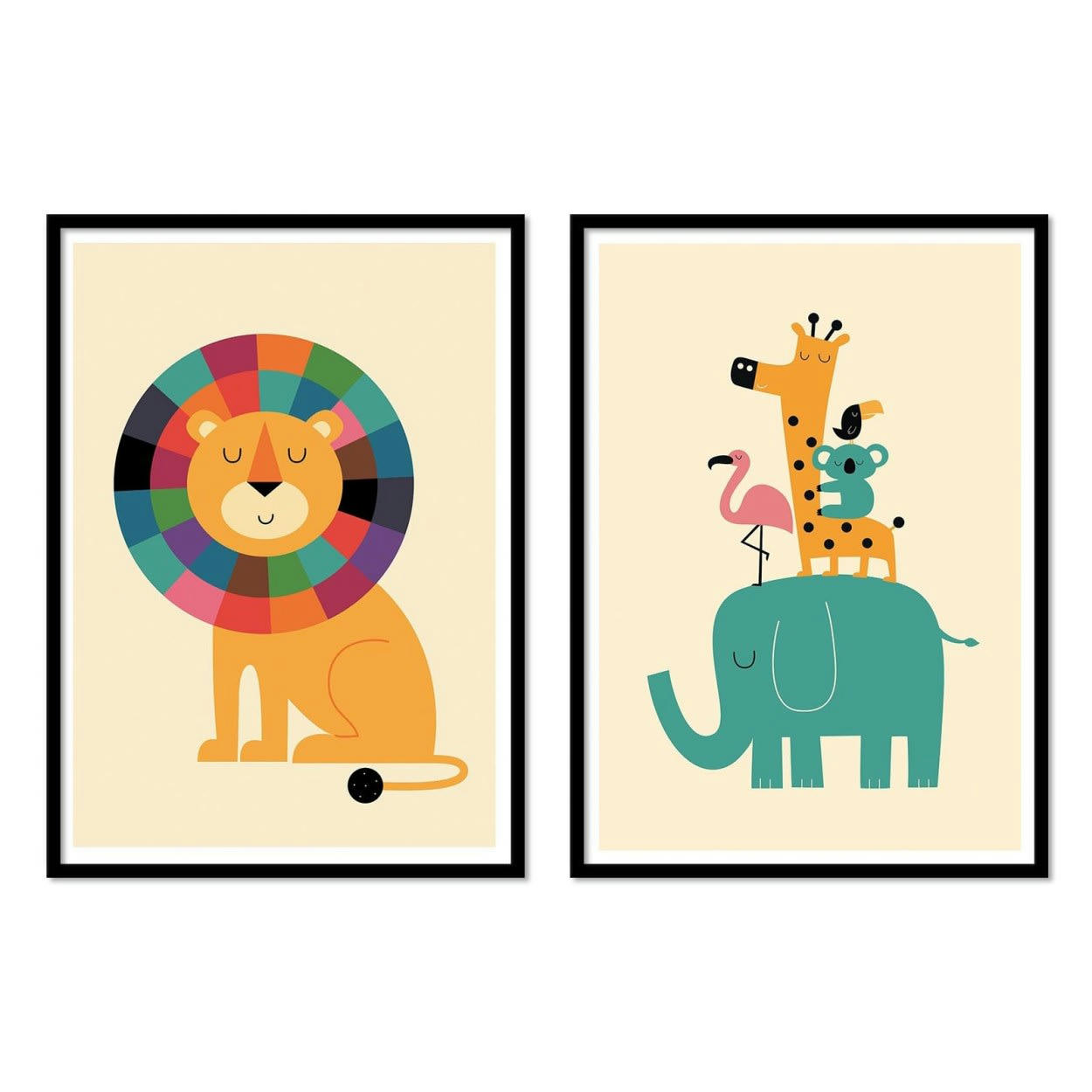 ANDY WESTFACE - ANIMAUX DE LA JUNGLE -  2 Affiches d'art 30 x 40 cm