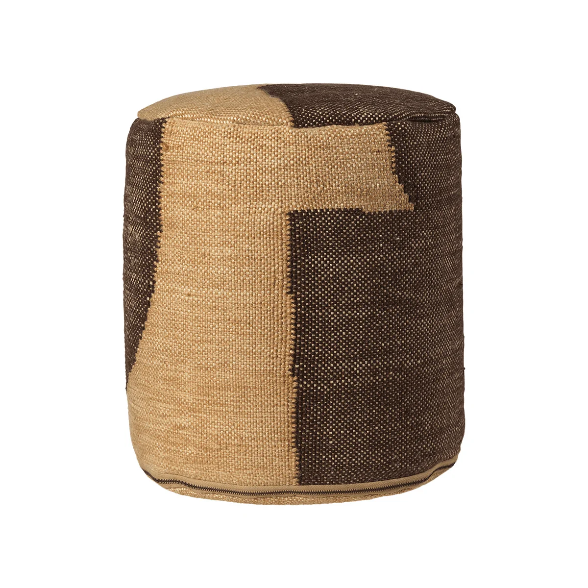 Ferm Living - Forene Cylinder Pouf, tan / chocolate