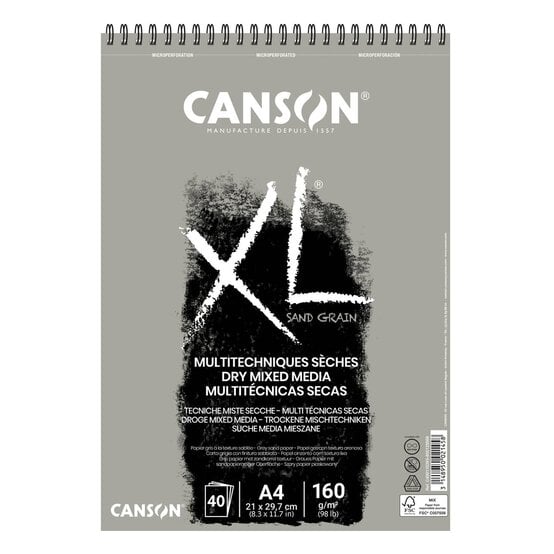 Canson Sand Grain Grey Mixed Media Paper A4 40 Sheets