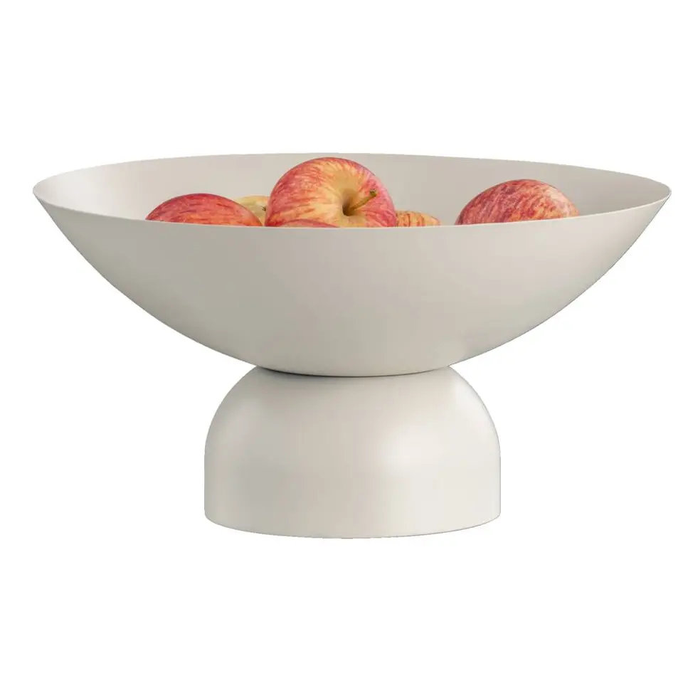 Decoratieschaal op voet - beige - metaal - 16x&Oslash;32 cm