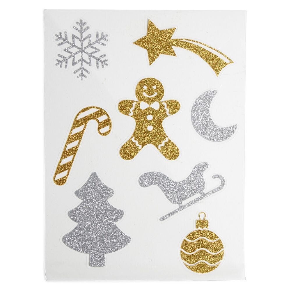 Décoration fenêtre et mur No&euml;l adhésive à paillettes (3 modèles)
