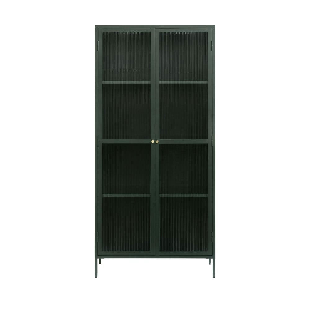 BJORN - Vaisselier 2 portes en verre stié et métal H190cm vert foncé