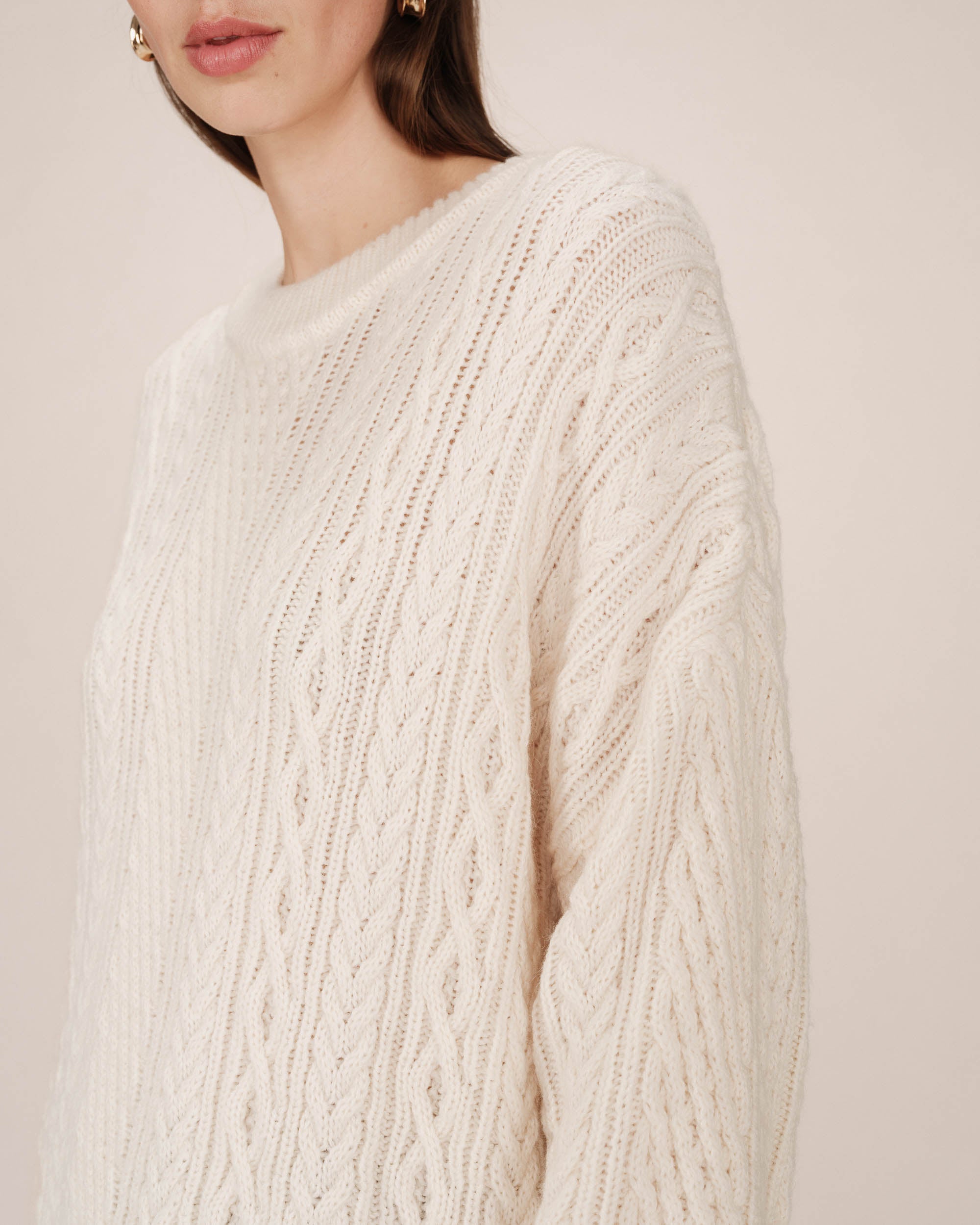 Pull oversize en laine ecru Saverio