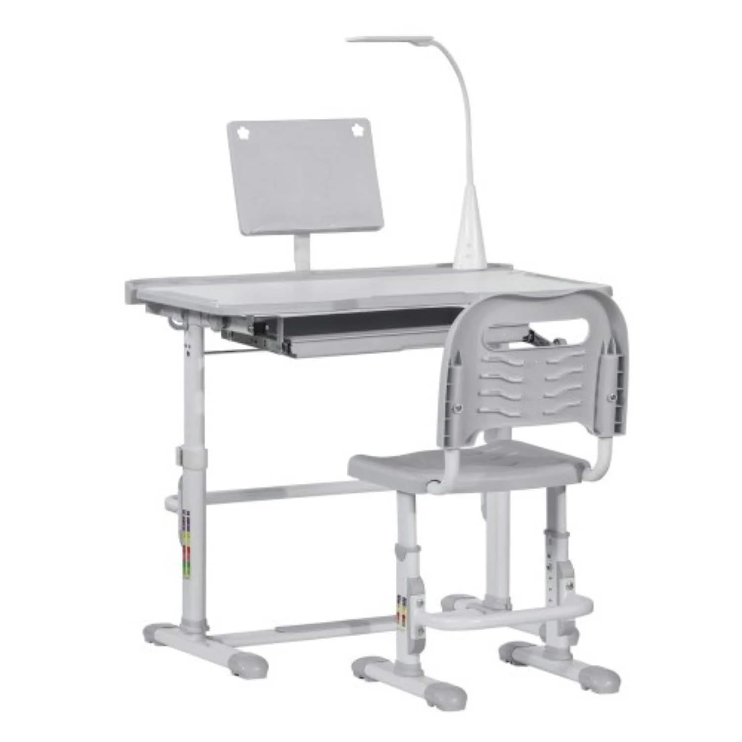 Kids Study Desk and Chair Set with Adjustable Heights, Ergonomic Design, LED Lamp, and Storage Features, Ages 6-12