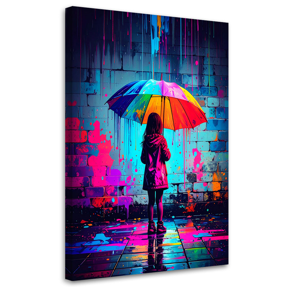 Obraz młodzieżowy, Dziewczynka z parasolką Graffiti Street Art 20x30