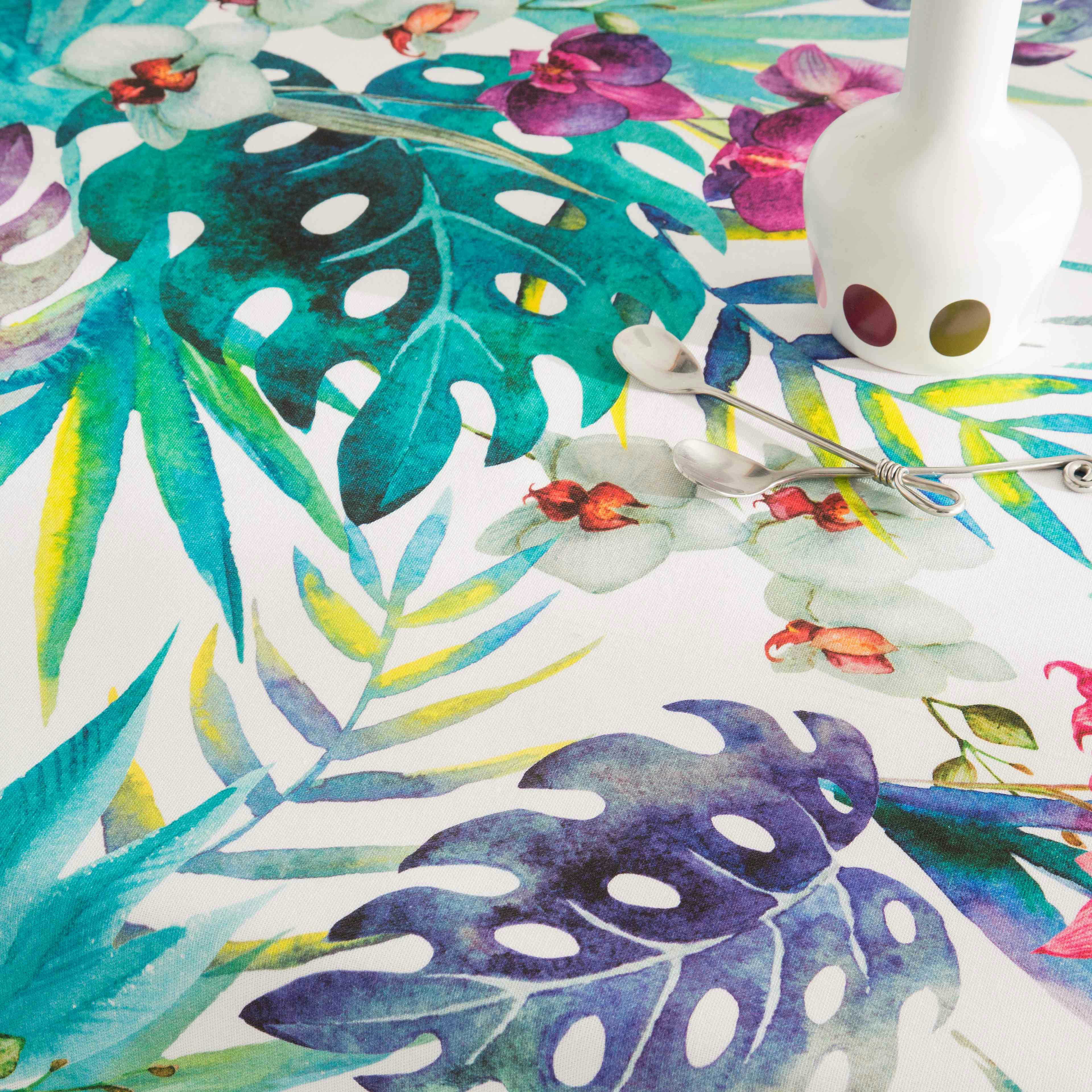 TIZIANO - Nappe imprimée multicolore avec traitement anti-taches coton 140x300cm