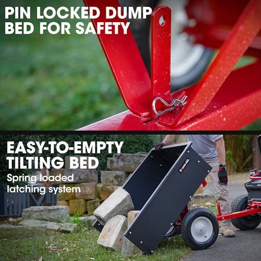 NNEMB 270kg Capacity Metal Dump Cart, for Ride on Mower