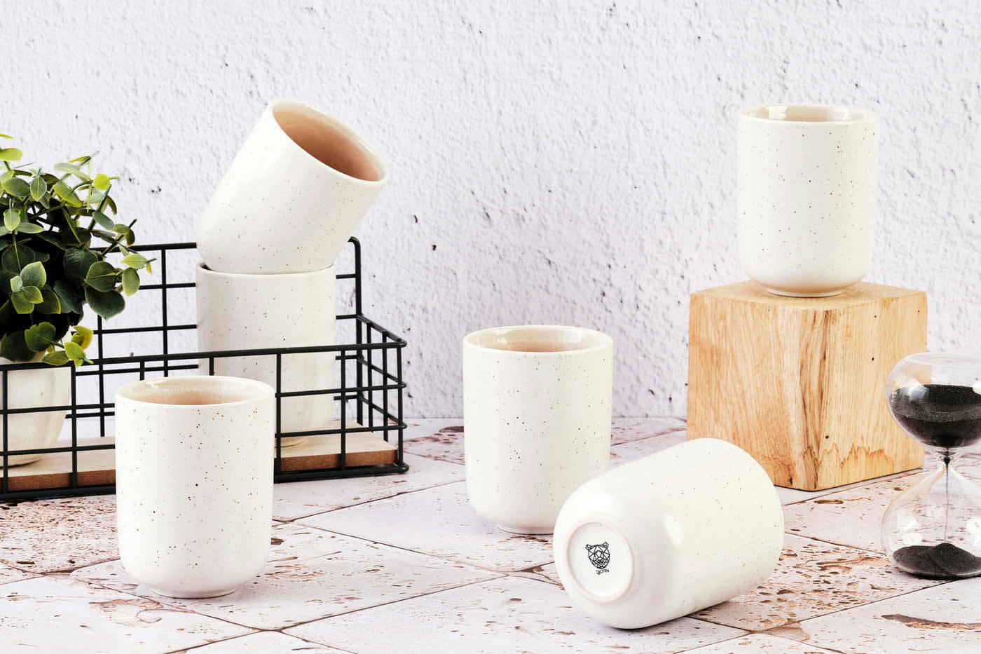 OXYGEN - Lot de 6 mugs en grès rose 30cl