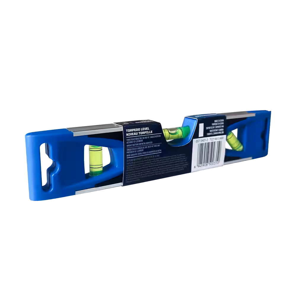 Mastercraft Plastic Torpedo Spirit Level, 9-in, Blue