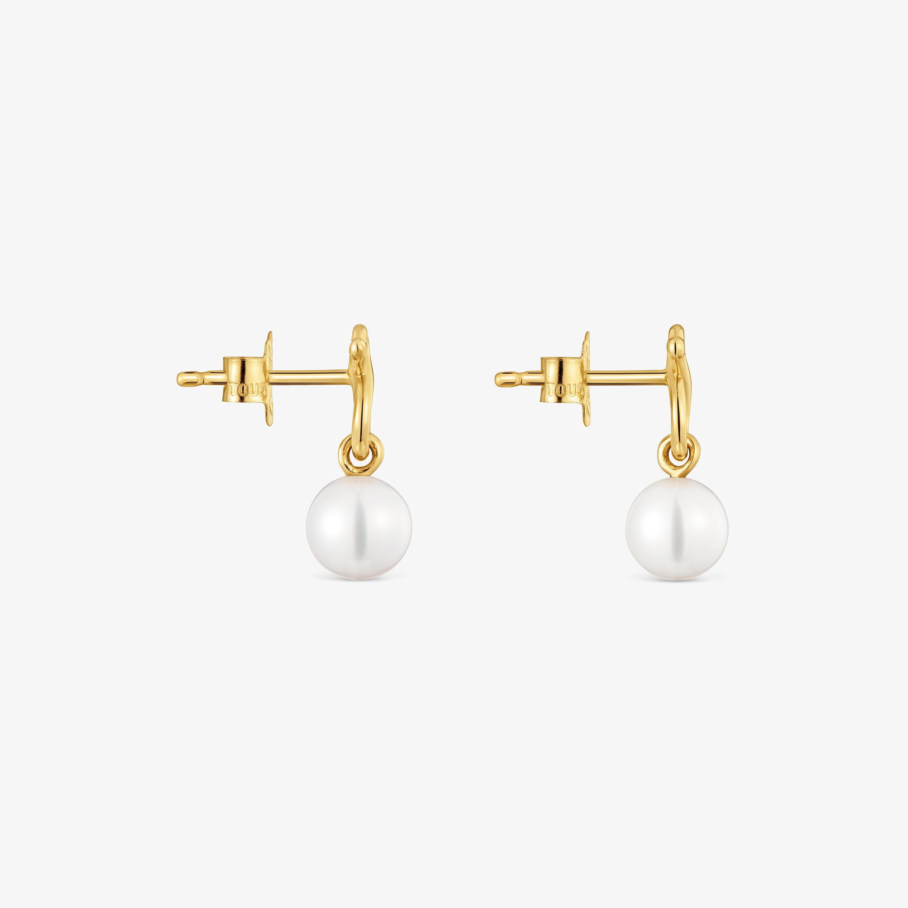 Pendientes de oro 9 kt motivo oso y perlas cultivadas TOUS Infinity