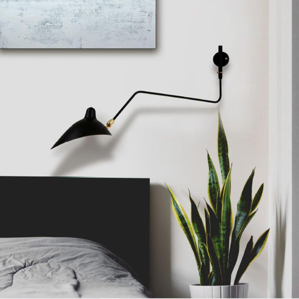 Lampa ścienna CRANE-1W czarna 99 cm loft metalowa