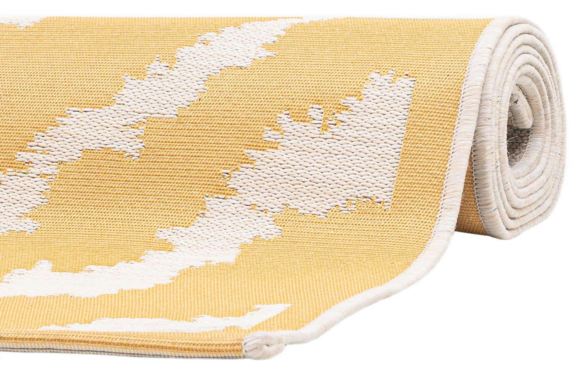 GARDEN - Tapis moderne outdoor d'extérieur tissé plat jaune 70x120