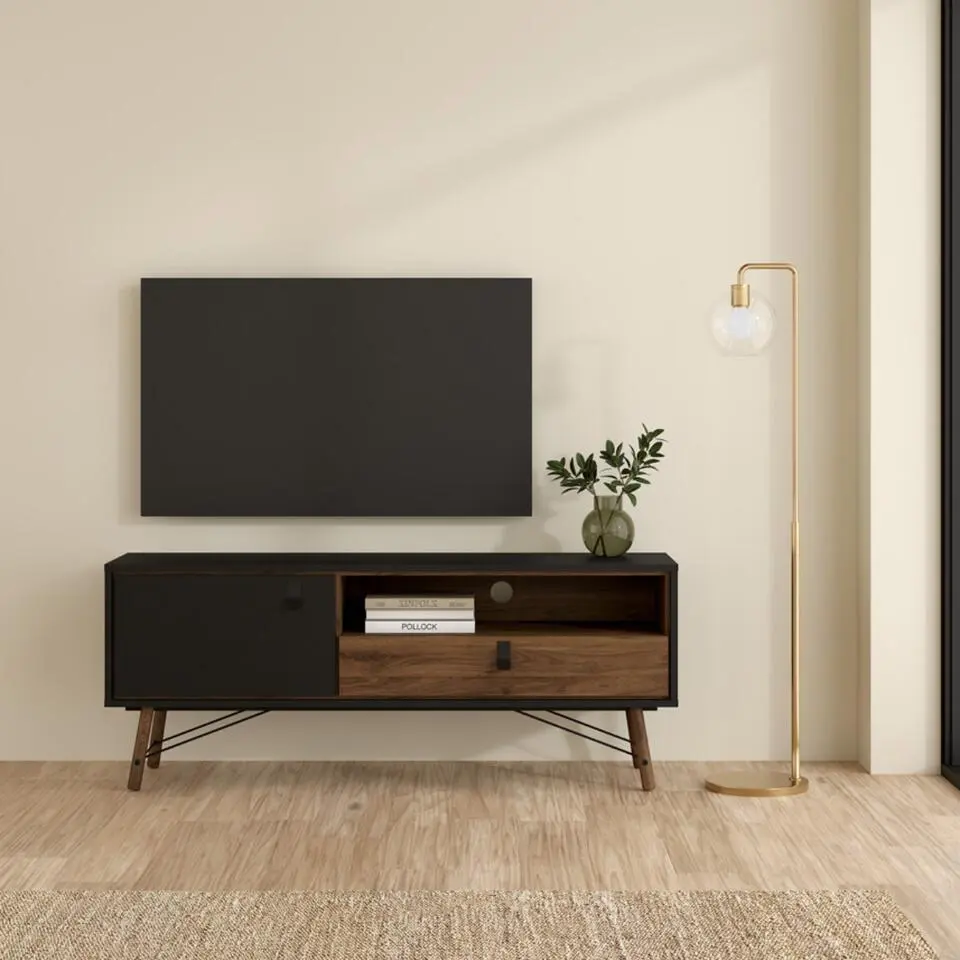 Tv-meubel Zwart/Bruin - 150x40x60cm - Ry