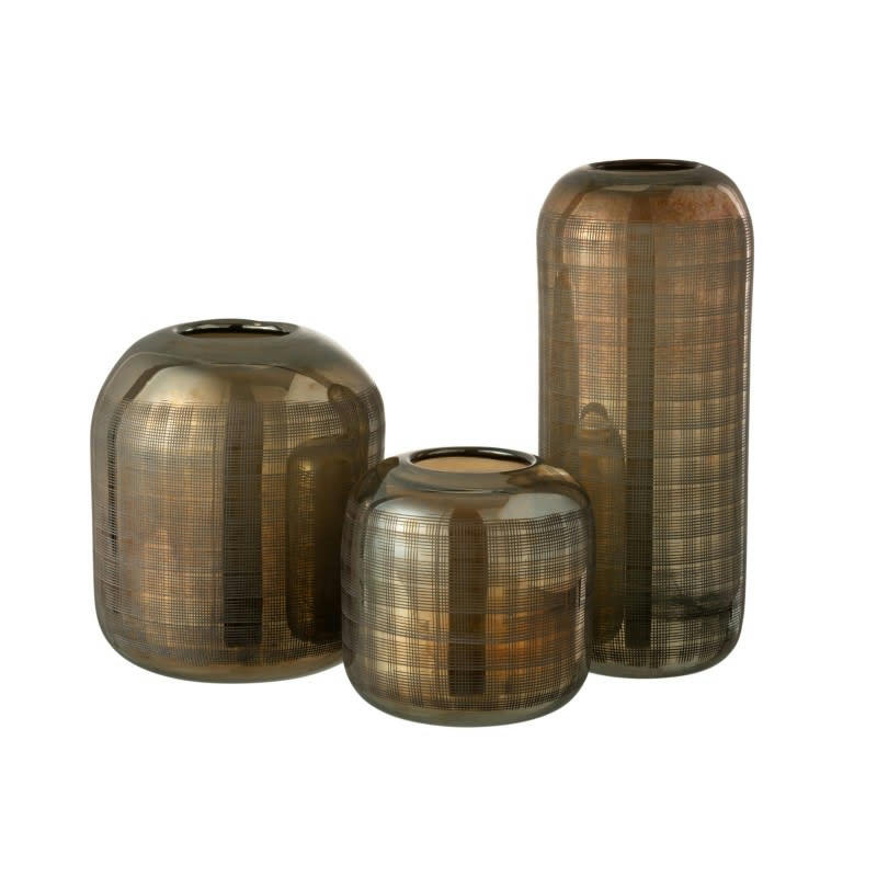 TORINO - Vase verre vert/or H36cm