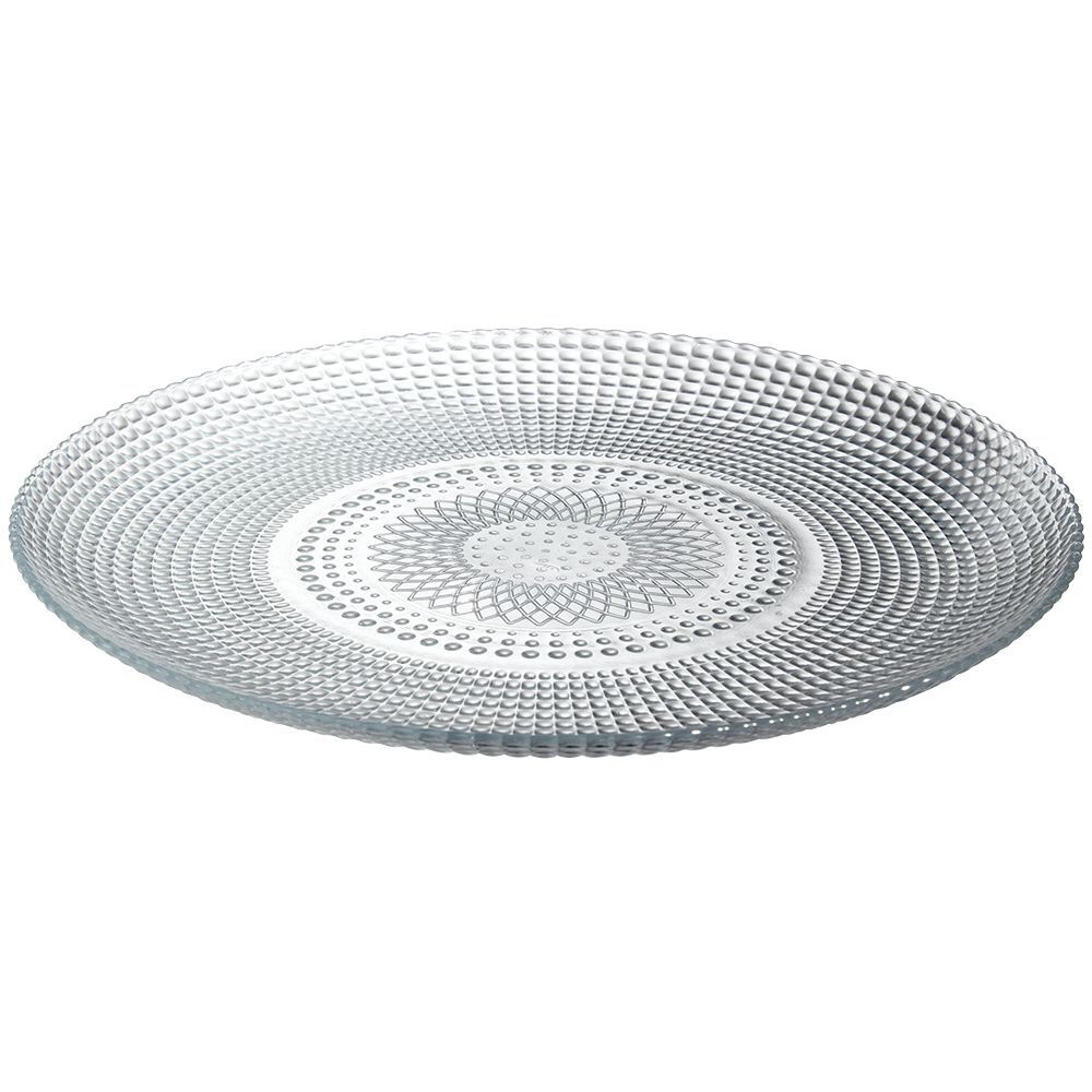 Assiette plate ronde effet relief blanc transparent Ø26,8 cm