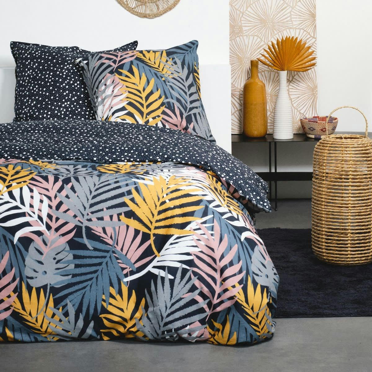 - Parure de lit en Coton Noir 240x220 cm