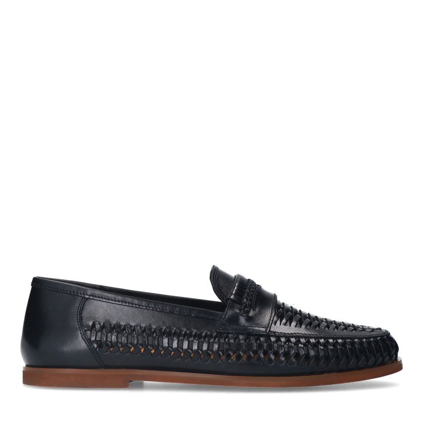 Manfield Zwarte leren loafers