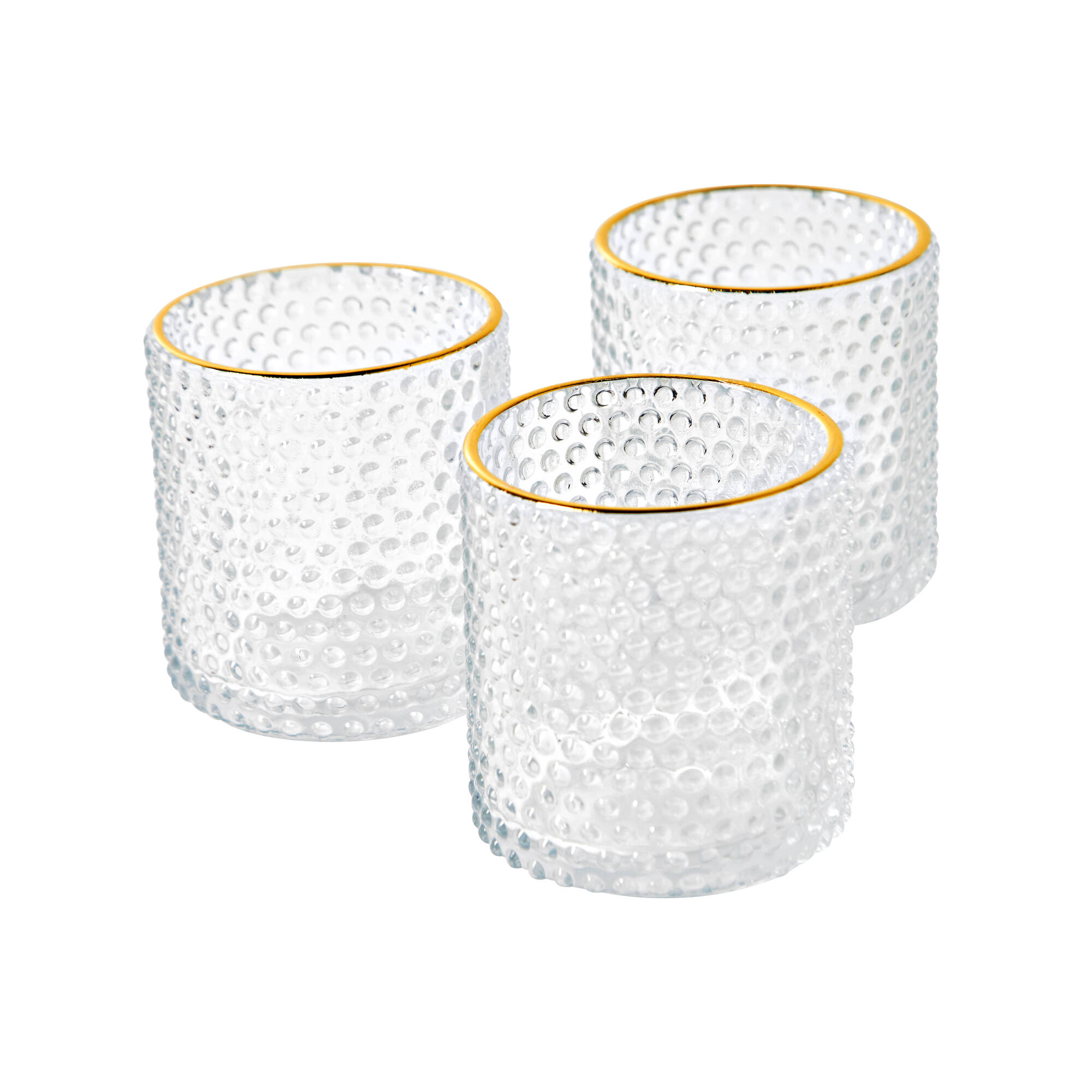 Photophore verre liseré doré - lot de 3