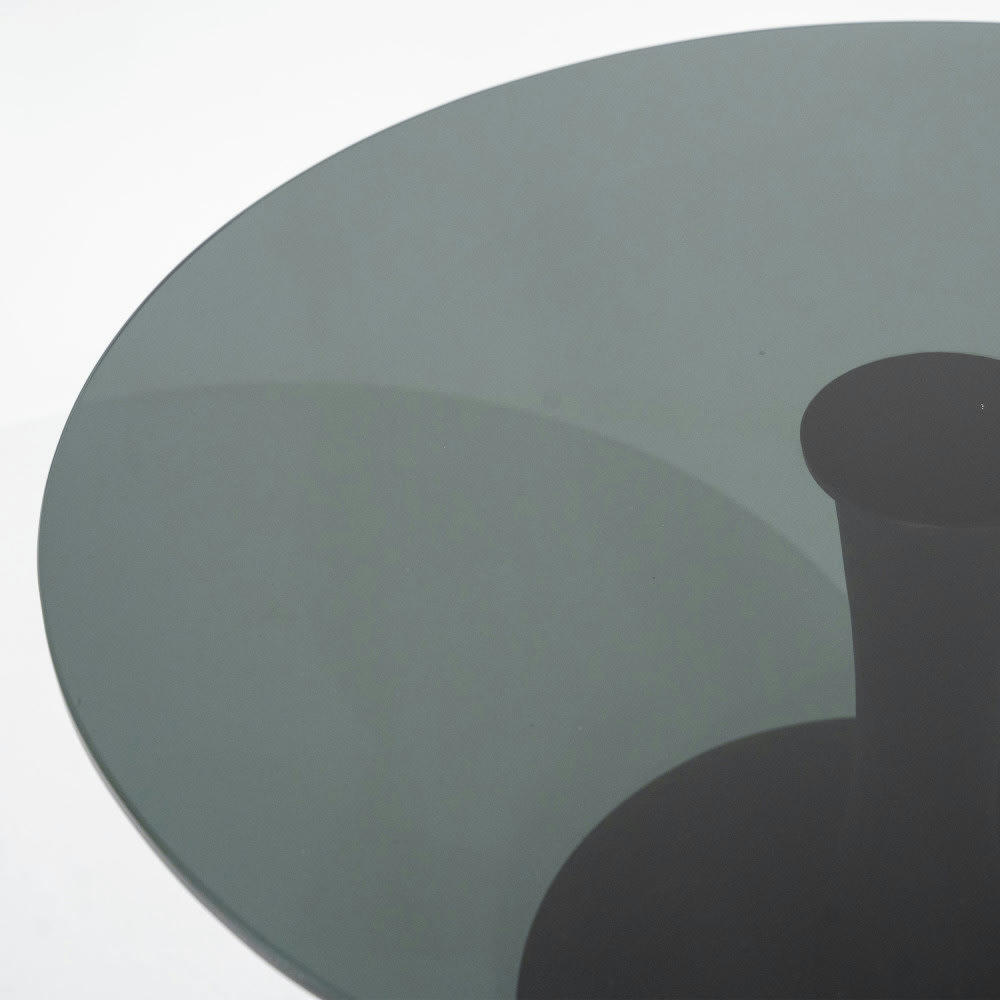 BOOGIE - Table d'appoint ronde en verre et bois de manguier D55cm noir