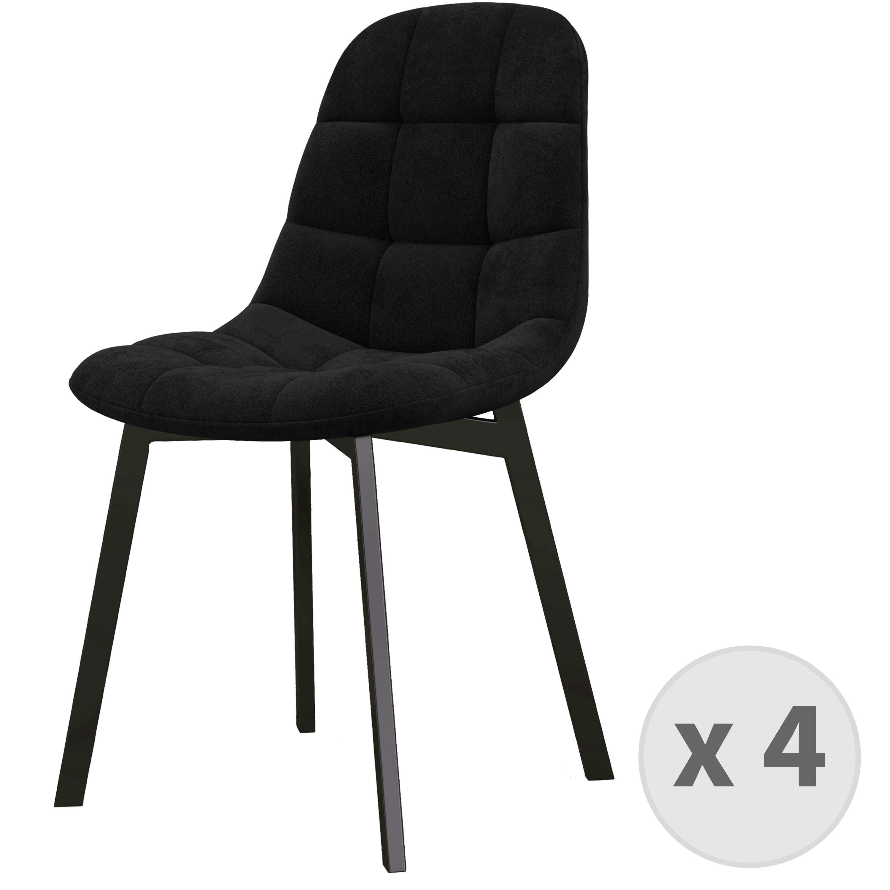 STELLIA - Chaise en Velours et métal Noir (x4)