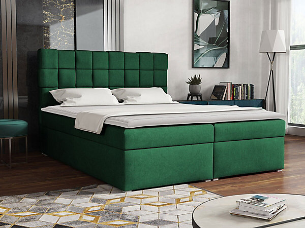 Lit continental Pomona 117, Double, Vert, Tissu, Disponible