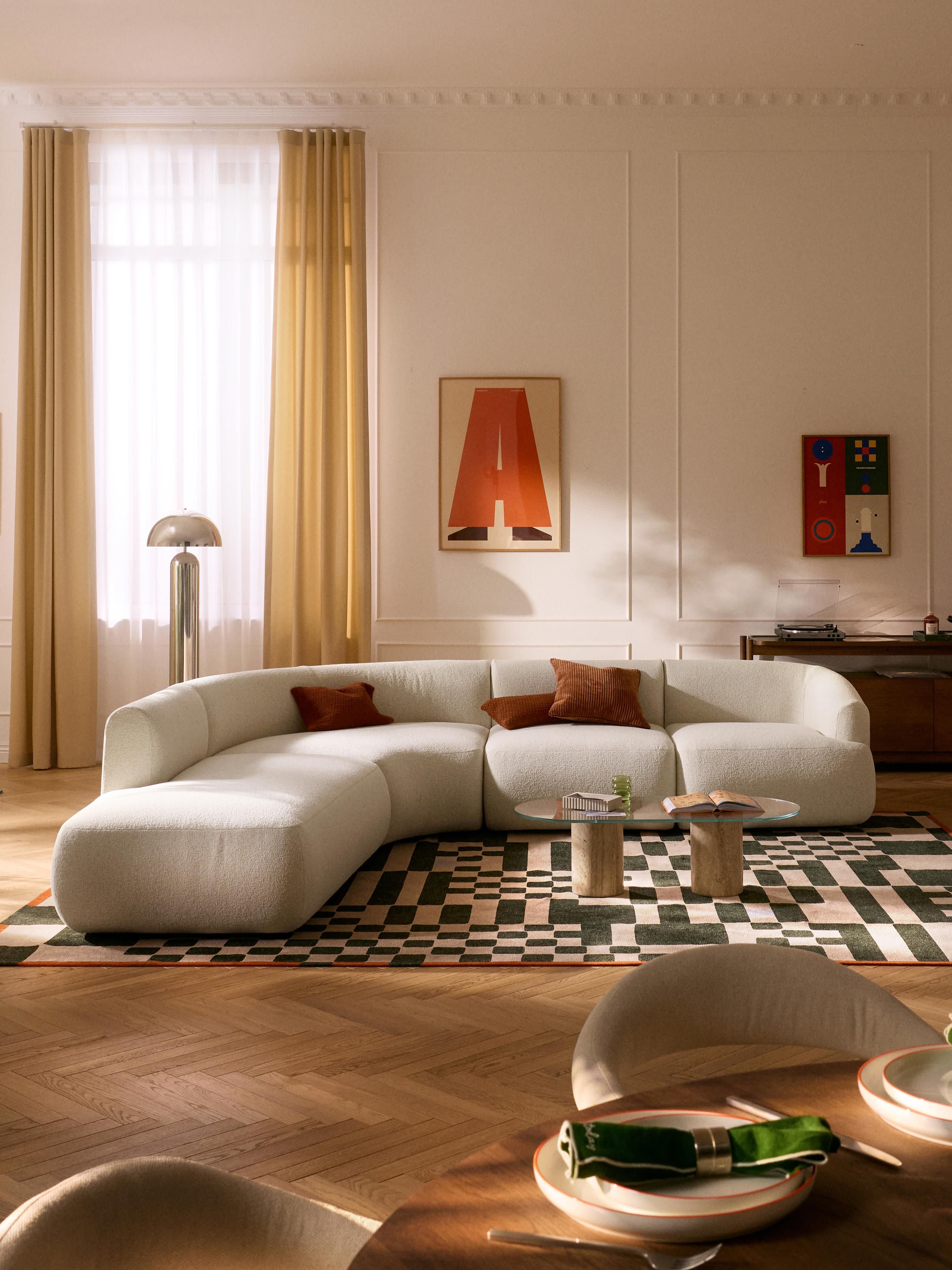 Modulares Bouclé-Ecksofa Sofia (4-Sitzer)