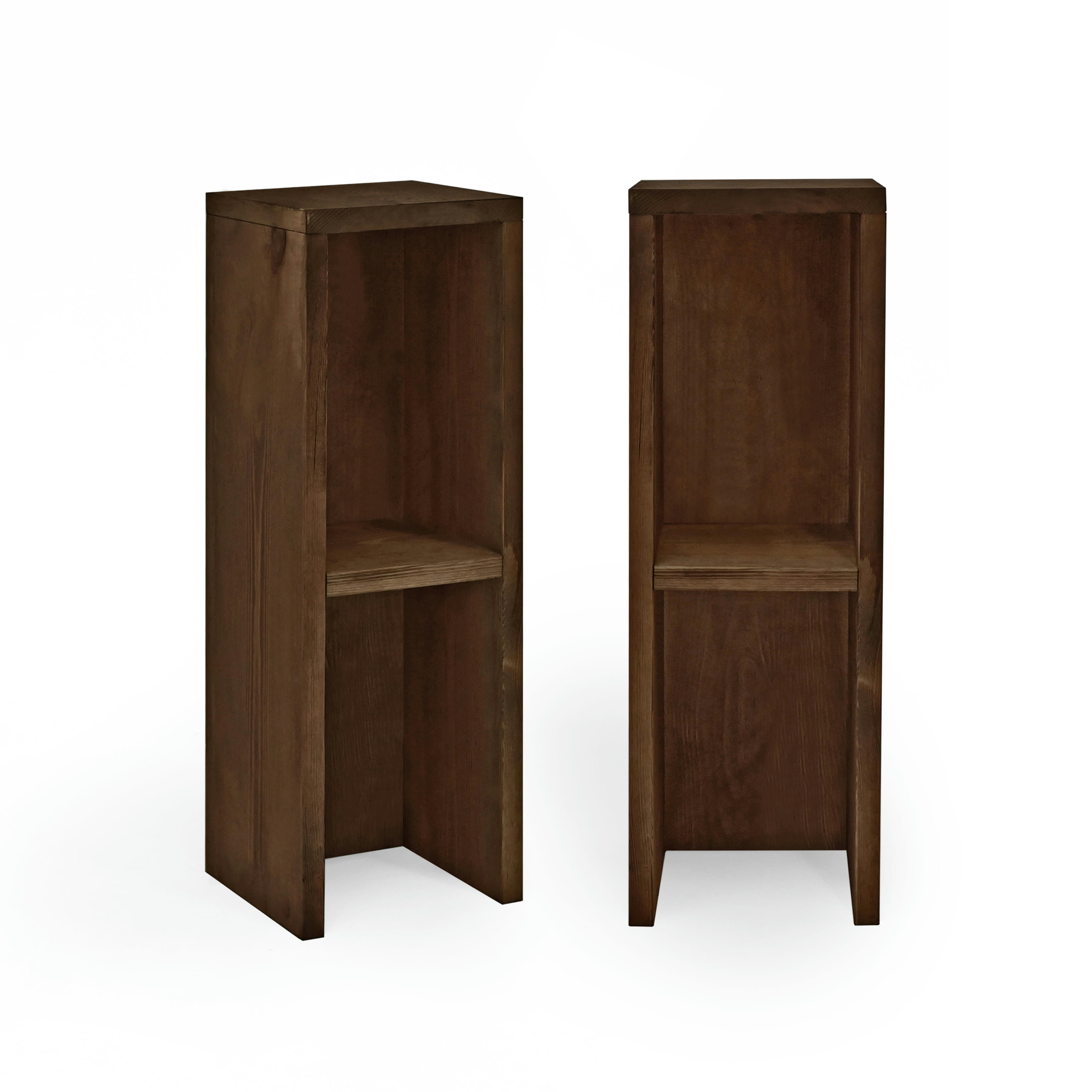 LINA - Ensemble 2 tables de chevet en bois de sapin marron foncé 60x20cm