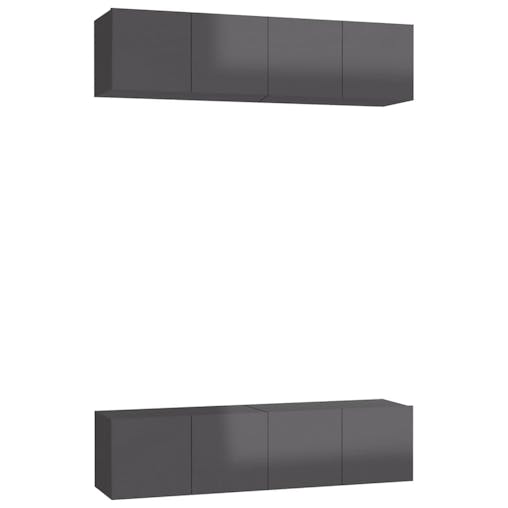 NNEVL TV Cabinets 4 pcs High Gloss Grey 60x30x30 cm Chipboard
