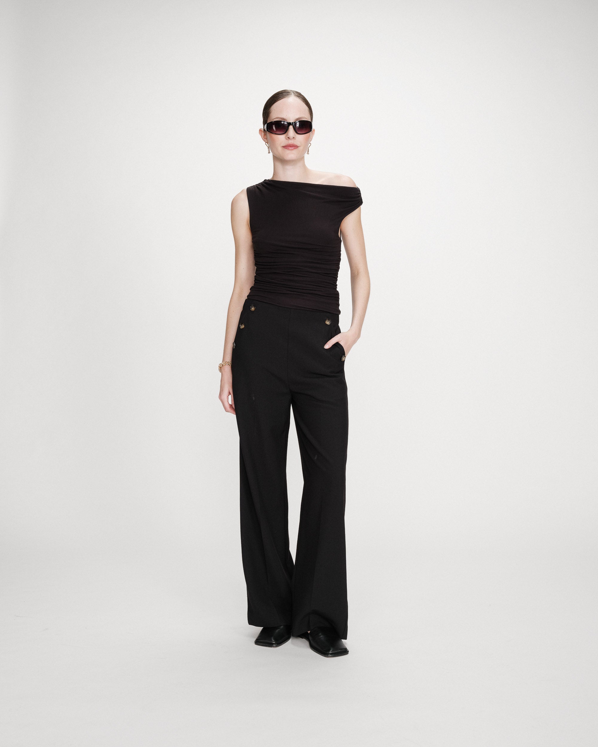 Pantalon tailleur droit poches italiennes noir Valigny