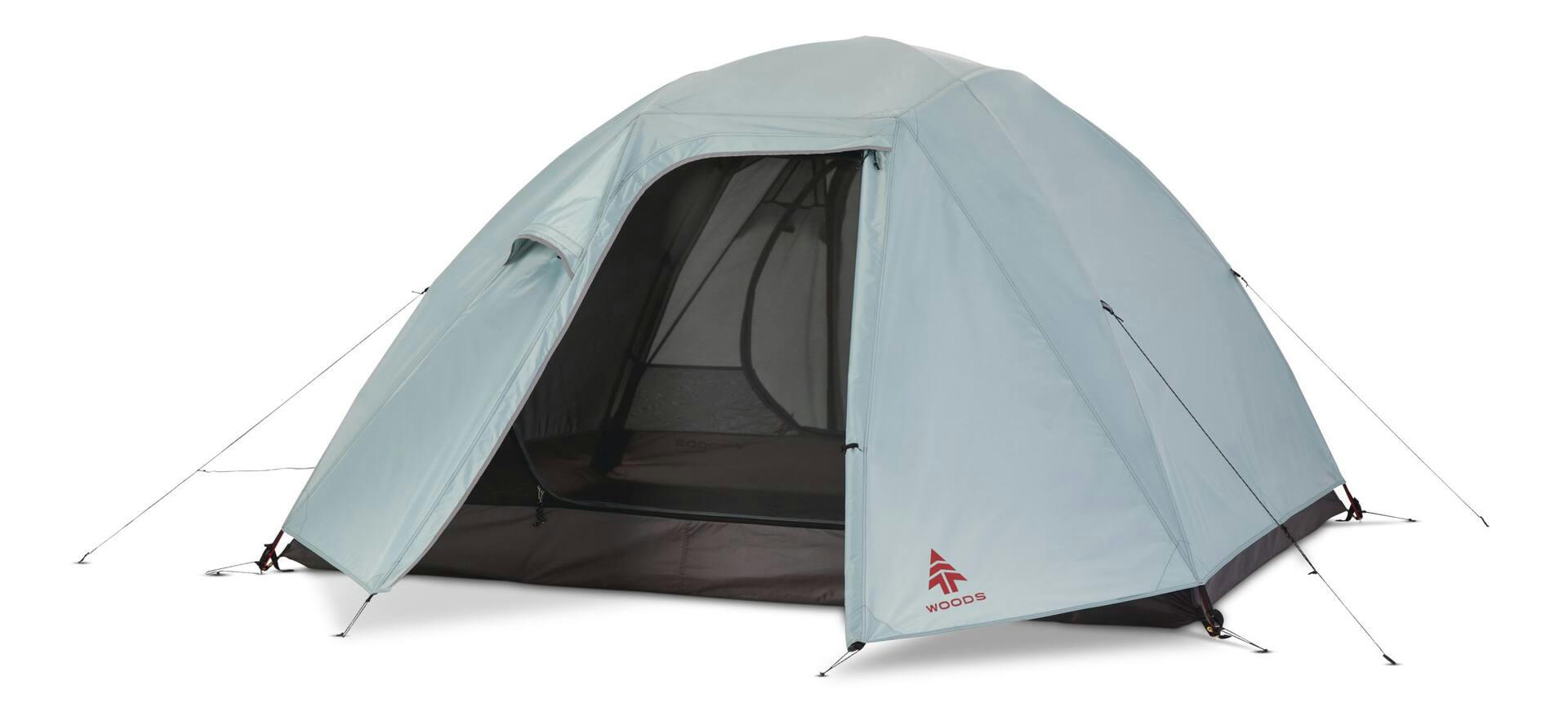 Woods Cascade 3-Season, 4-Person Camping Dome Tent w/ 2 Doors, Vestibules, Rain Fly & Carry Bag